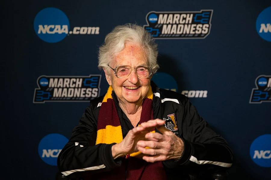 Sister_Jean_Dolores_Schmidt_at_the_first_round_game_of_the_NCAA_Tournament_in_Dallas_TX_on_Thursday_March_15_2018_Credit_Lukas_Keapproth_Loyola_University_Chicago_CNA.jpg